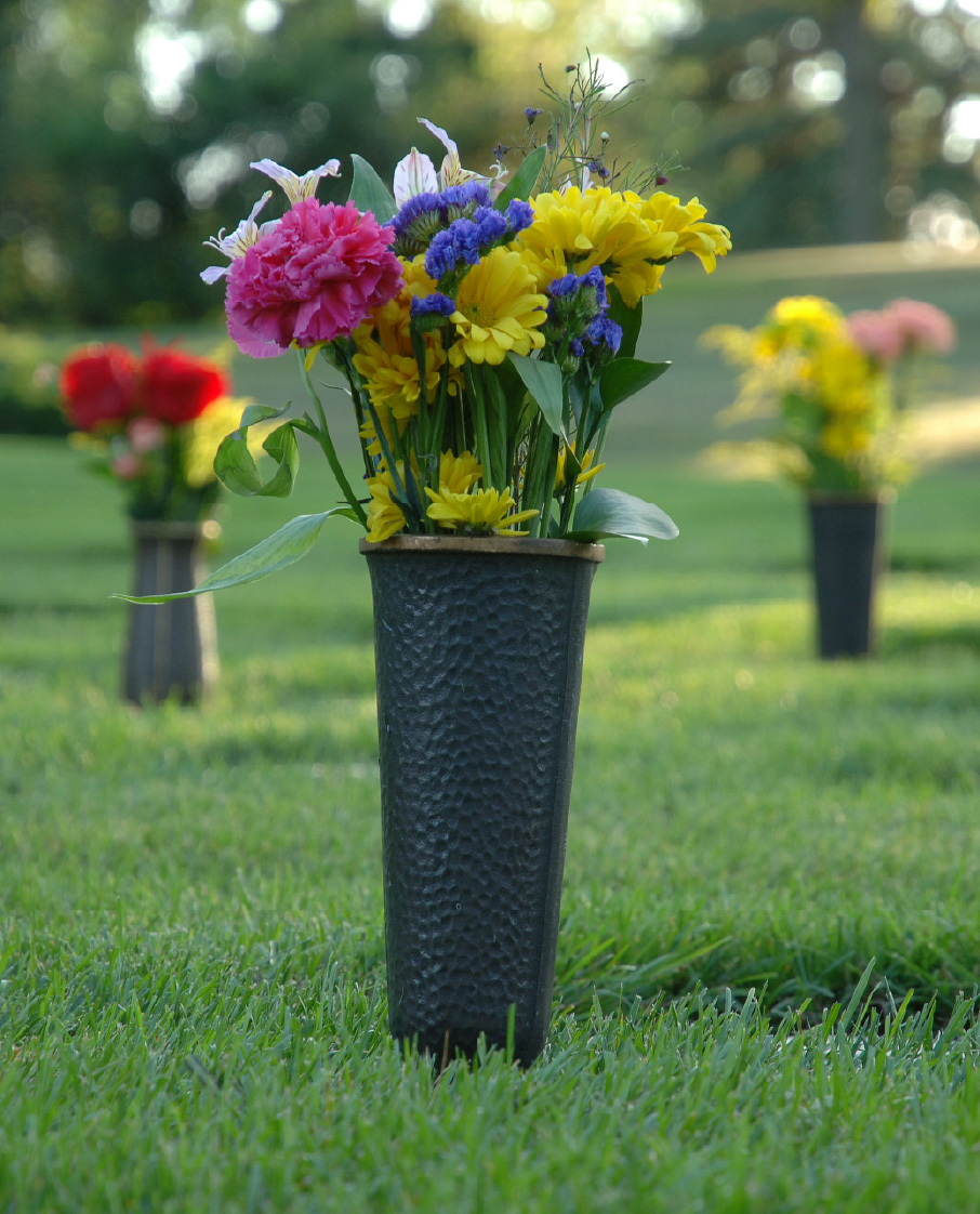 Flowers placed at a grave