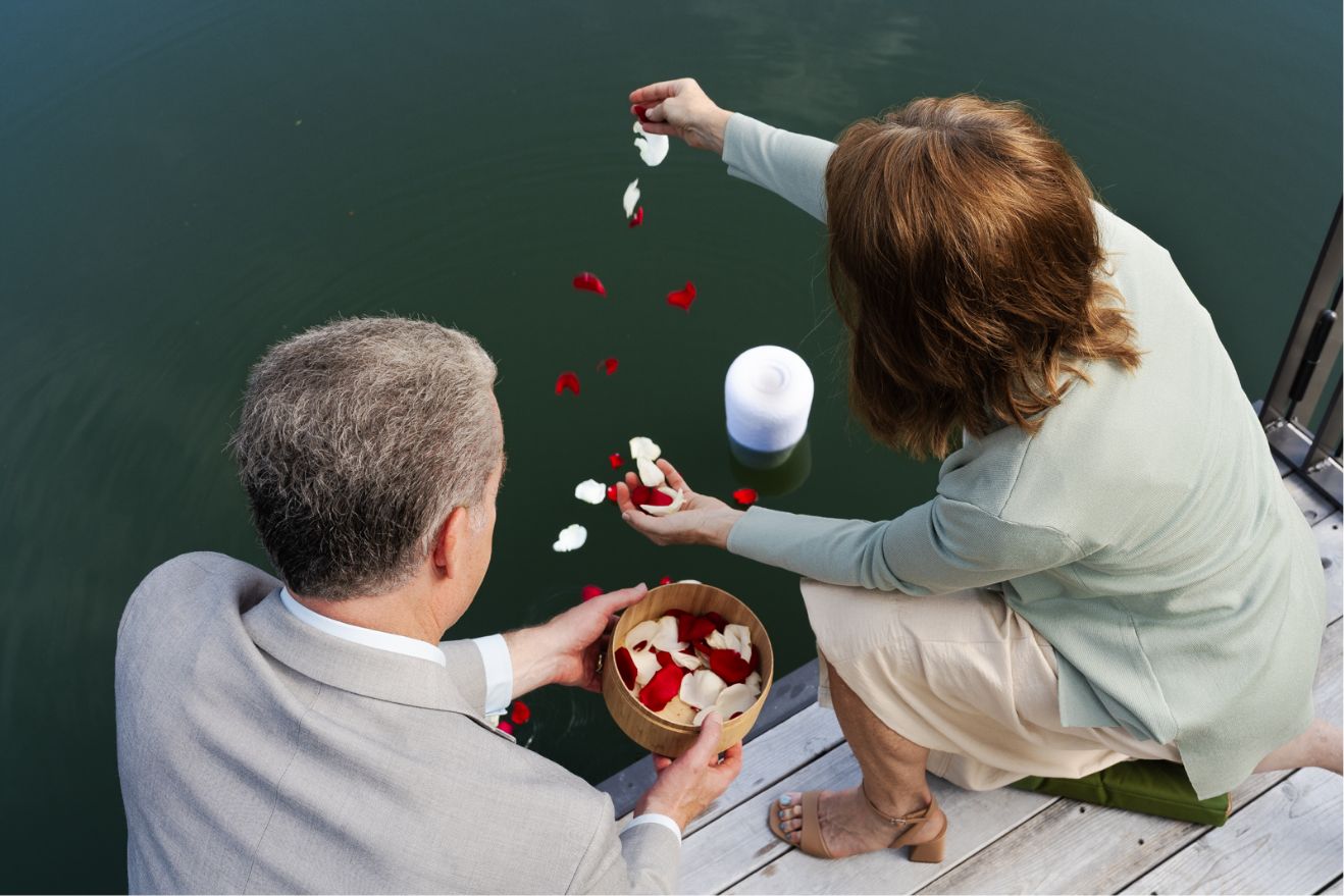 Couple Scattering Rose Petals